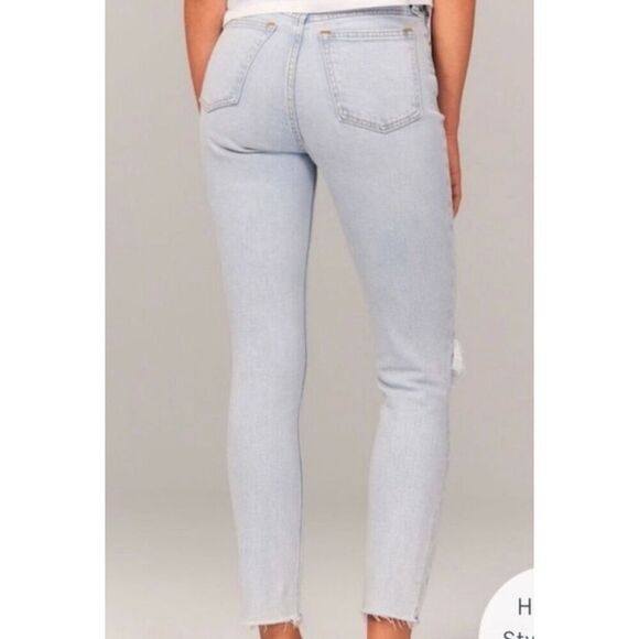 Abercrombie & Fitch the skinny high rise distressed knee jeans 27/4 short - Picture 3 of 12